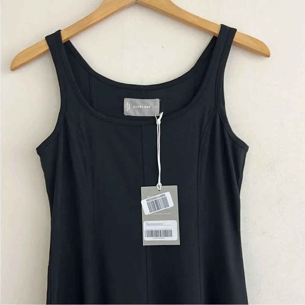 NWT Everlane The Luxe Cotton Seamed Tank Midi Dress in Black Size XS - Picture 6 of 10
